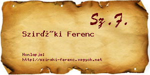 Sziráki Ferenc névjegykártya