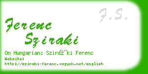 ferenc sziraki business card